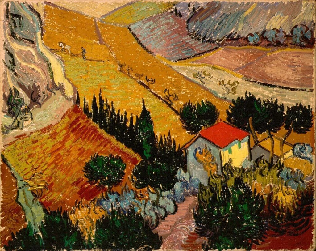 Landscape with house and ploughman Van Gogh
