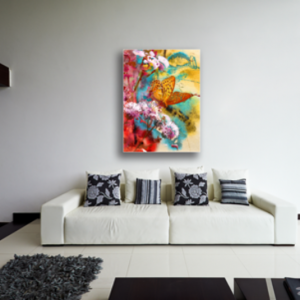 Tablou abstract flori si fluturi, Printly